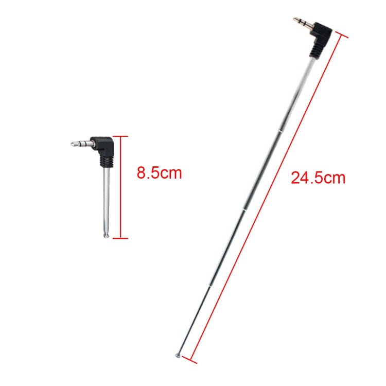 Antena de radio FM retráctil de 3,5 mm para teléfono móvil, longitud máxima: 24,5 cm, FM Radio Antenna