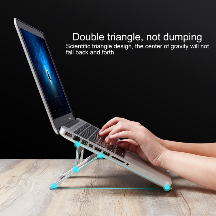 COOLCOLD U2S Soporte de aleación de aluminio ajustable en altura de doble triángulo hueco plegable portátil para computadora portátil, COOLCOLD U2S