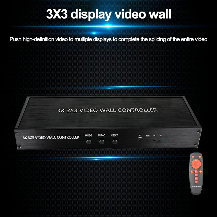 NK-BT88 4K 3X3 HDMI Video Wall Controller Procesador de empalme multipantalla con control remoto, EU Plug