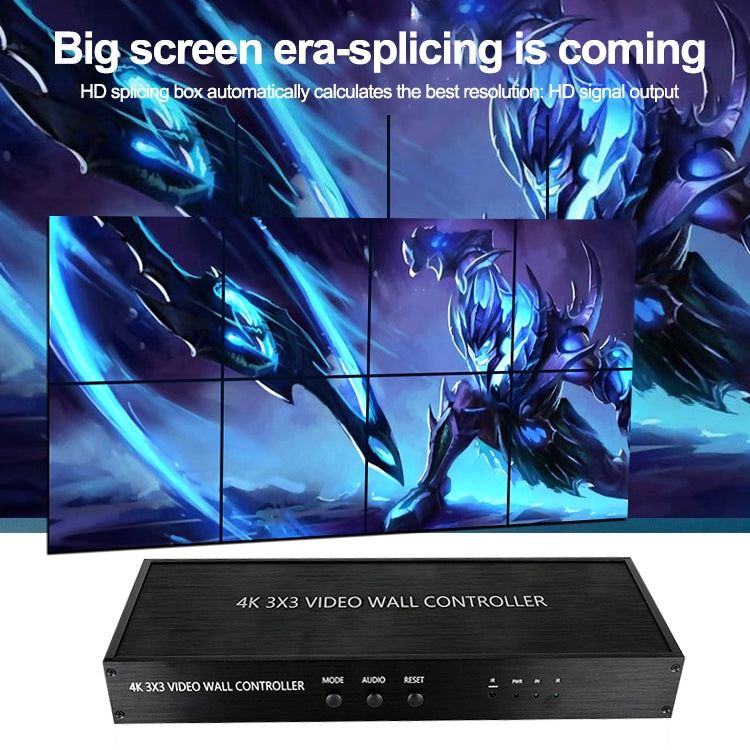 NK-BT88 4K 3X3 HDMI Video Wall Controller Procesador de empalme multipantalla con control remoto, EU Plug