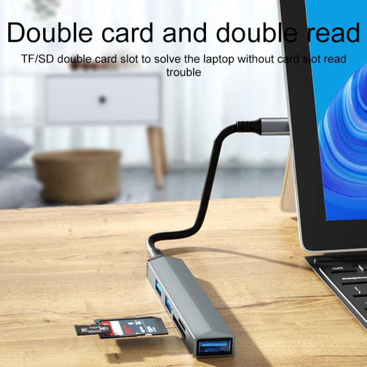 V253 Adaptador HUB de estación de acoplamiento multifuncional USB-C/Tipo-C a USB 5 en 1, V253