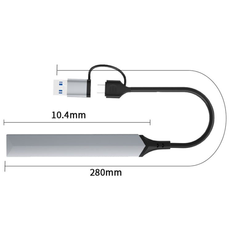 V253B 5 en 1 USB + USB-C/Type-C a USB Adaptador HUB de estación de acoplamiento multifuncional, V253B
