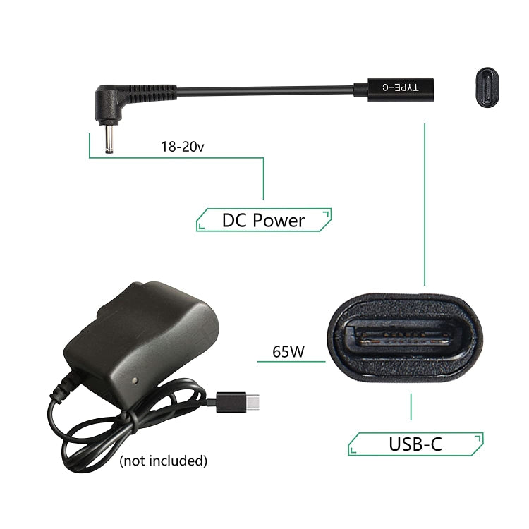 Cable cargador adaptador de corriente USB-C / Tipo-C a 4,0 x 1,35 mm, 4.0 x 1.35mm