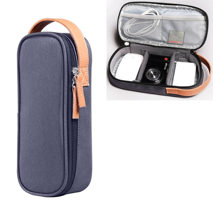Bolsa de almacenamiento de cable de datos con cargador de auriculares multifunción, paquete de energía portátil de ultra fibra, tamaño: M, 16,5x6x23,5 cm (gris), M