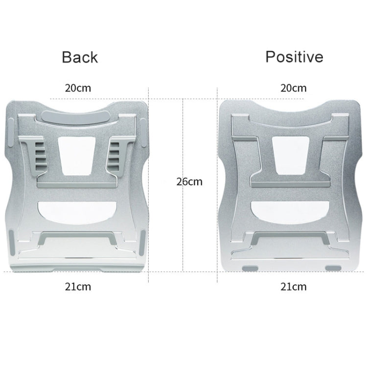 Soporte de enfriamiento de aleación de aluminio, soporte portátil simple para computadora portátil de escritorio, soporte de seis etapas, tamaño: 21x26 cm