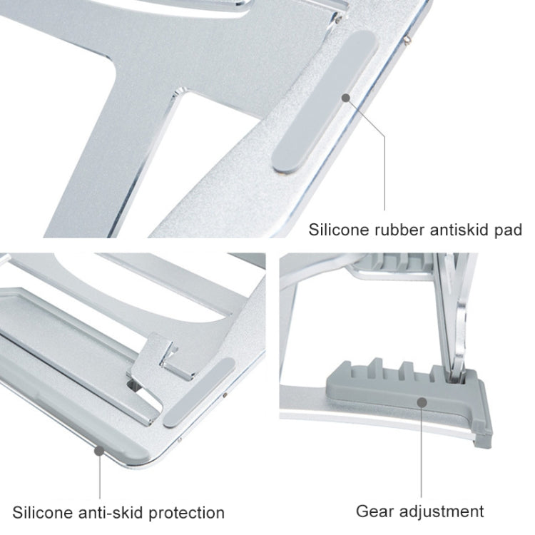 Soporte de enfriamiento de aleación de aluminio, soporte portátil simple para computadora portátil de escritorio, soporte de seis etapas, tamaño: 21x26 cm