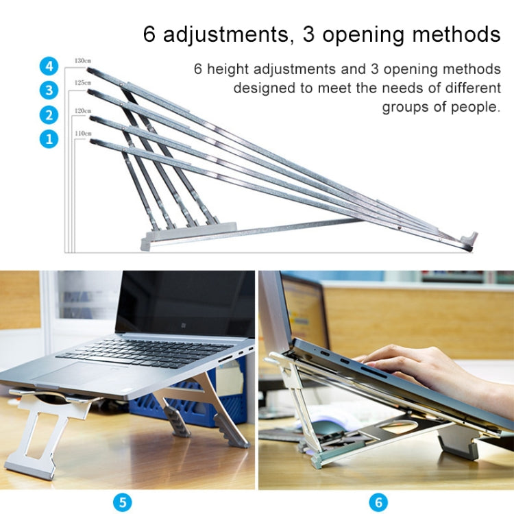 Soporte de enfriamiento de aleación de aluminio, soporte portátil simple para computadora portátil de escritorio, soporte de seis etapas, tamaño: 21x26 cm