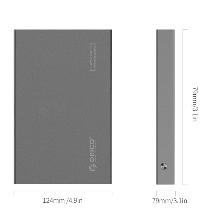 ORICO 2518S3 USB3.0 Caja de almacenamiento de disco duro externo para 7 mm y 9,5 mm 2,5 pulgadas SATA HDD / SSD