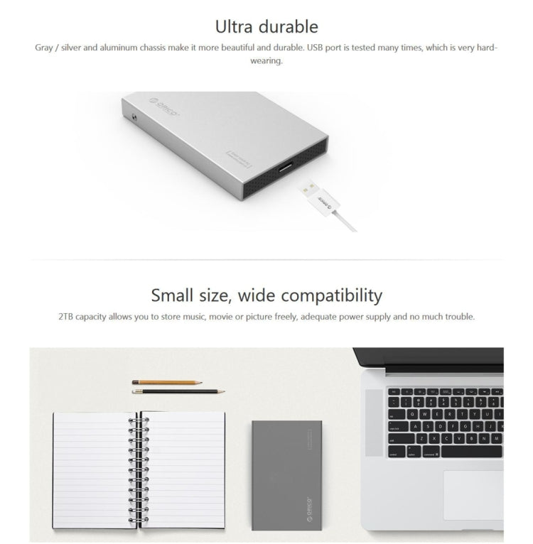 ORICO 2518S3 USB3.0 Caja de almacenamiento de disco duro externo para 7 mm y 9,5 mm 2,5 pulgadas SATA HDD / SSD