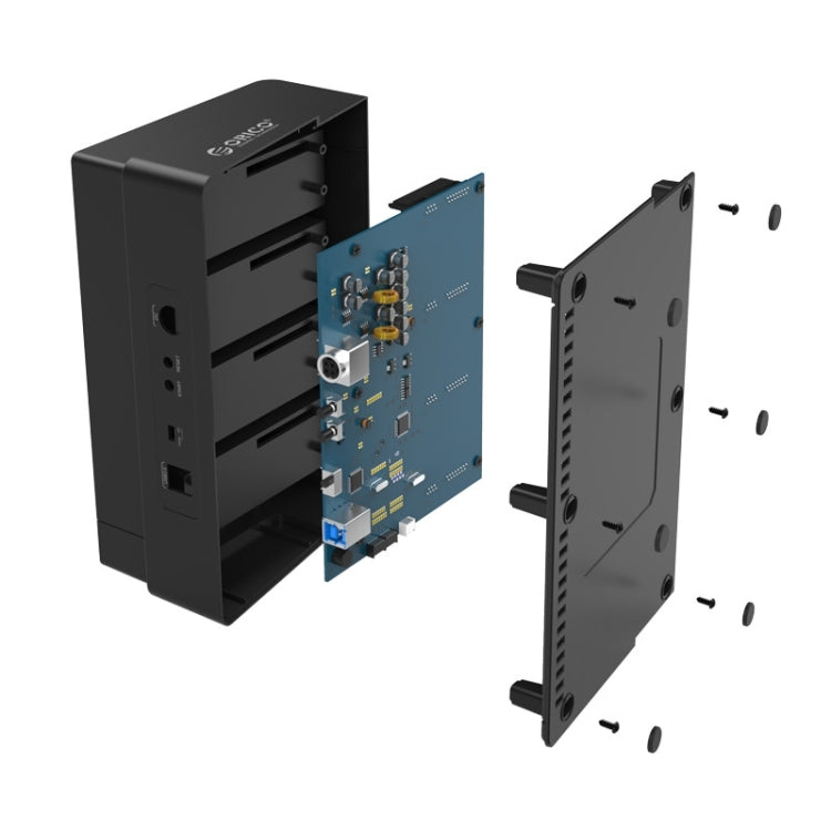ORICO 6648US3-C-V1 Caja de disco duro externo USB 3.0 tipo B a SATA de 4 bahías Estuche de almacenamiento Estación de acoplamiento de disco duro / Duplicador para HDD / SSD SATA de 2,5 pulgadas / 3,5 pulgadas, 4 Bays