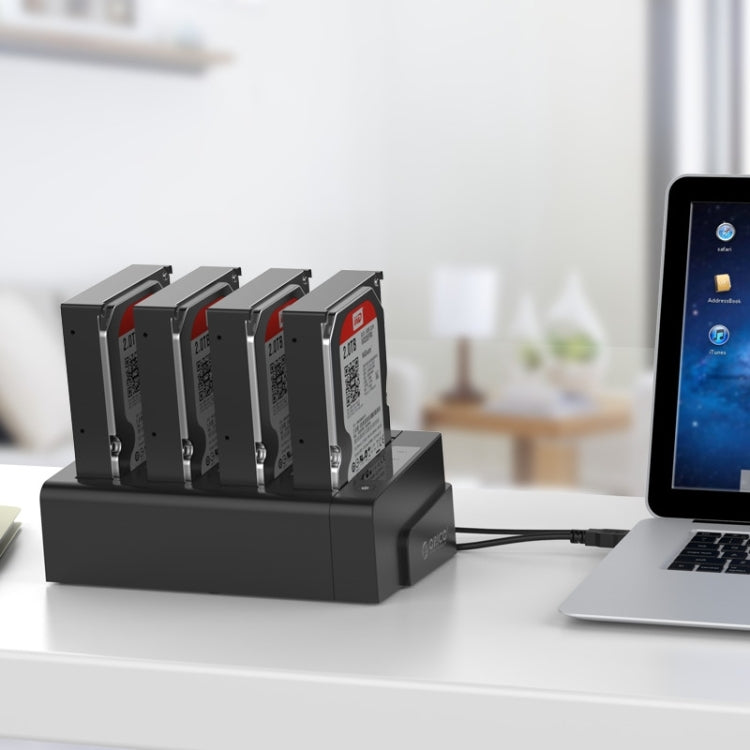 ORICO 6648US3-C-V1 Caja de disco duro externo USB 3.0 tipo B a SATA de 4 bahías Estuche de almacenamiento Estación de acoplamiento de disco duro / Duplicador para HDD / SSD SATA de 2,5 pulgadas / 3,5 pulgadas, 4 Bays