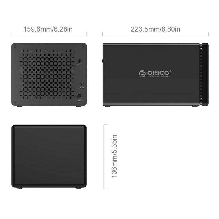 ORICO NS500-RC3 Caja de disco duro externo USB-C / Type-C 3.1 a SATA de 5 bahías Estuche de almacenamiento Base para disco duro con Raid para HDD SATA de 3,5 pulgadas, compatible con protocolo UASP, USB 3.1 Type-C to SATA with Raid
