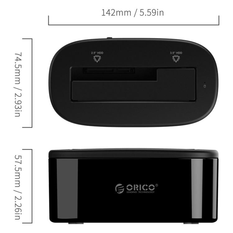 ORICO 6218US3 USB 3.0 tipo B a SATA base de disco duro de almacenamiento externo para HDD/SSD SATA de 2,5 pulgadas/3,5 pulgadas, 1 Bay