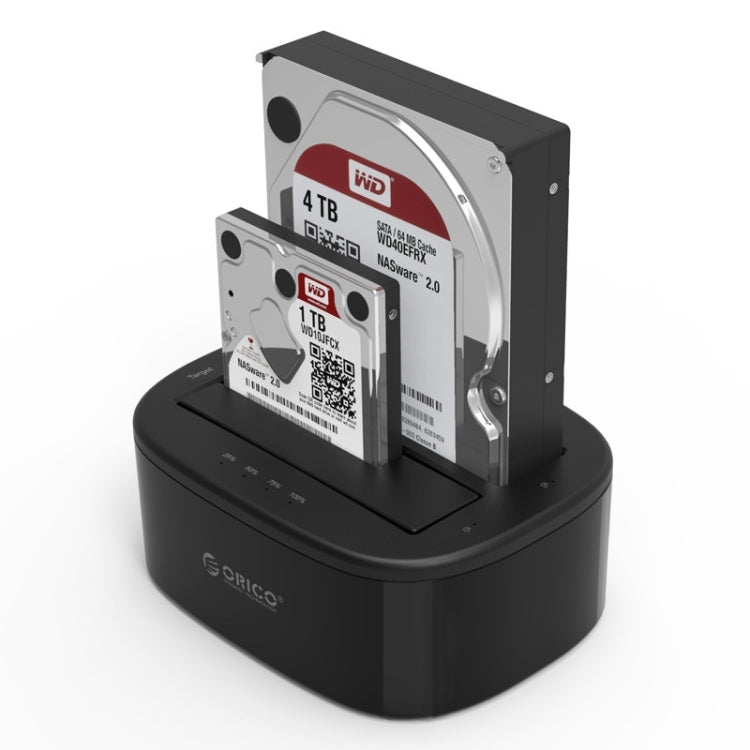 ORICO 6228US3-C 1 a 1 clon 2 bahías USB 3,0 tipo B a SATA base para disco duro de almacenamiento externo para HDD/SSD SATA de 2,5 pulgadas/3,5 pulgadas, 1 to 1 Clone 2 Bays with Copy