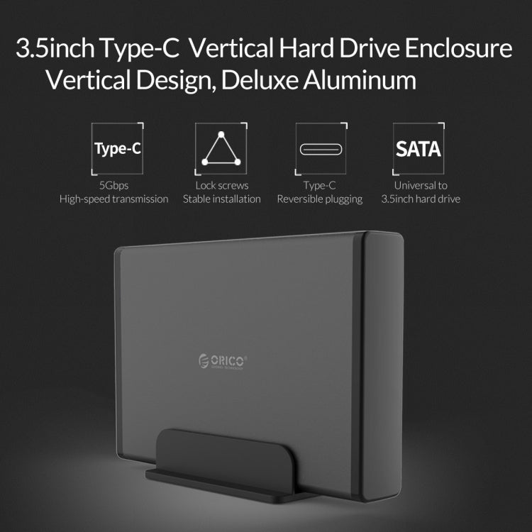 ORICO 7688C3 Caja de disco duro móvil USB-C / Type-C de 8 TB de 3,5 pulgadas con base desmontable, longitud del cable: 1 m