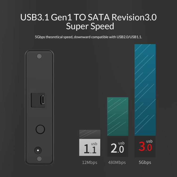 ORICO 7688C3 Caja de disco duro móvil USB-C / Type-C de 8 TB de 3,5 pulgadas con base desmontable, longitud del cable: 1 m