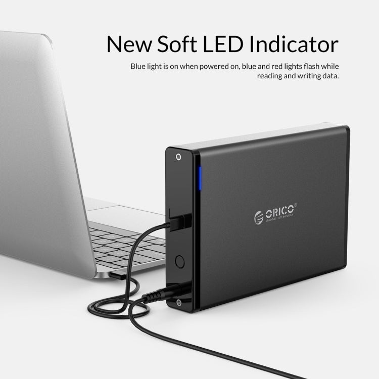 ORICO 7688C3 Caja de disco duro móvil USB-C / Type-C de 8 TB de 3,5 pulgadas con base desmontable, longitud del cable: 1 m