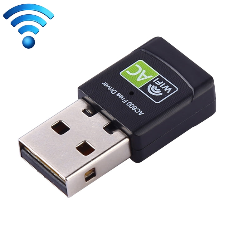 AC600Mbps 2,4 GHz y 5 GHz de banda dual USB 2.0 WiFi adaptador de unidad gratuita tarjeta de red externa, AC600Mbps