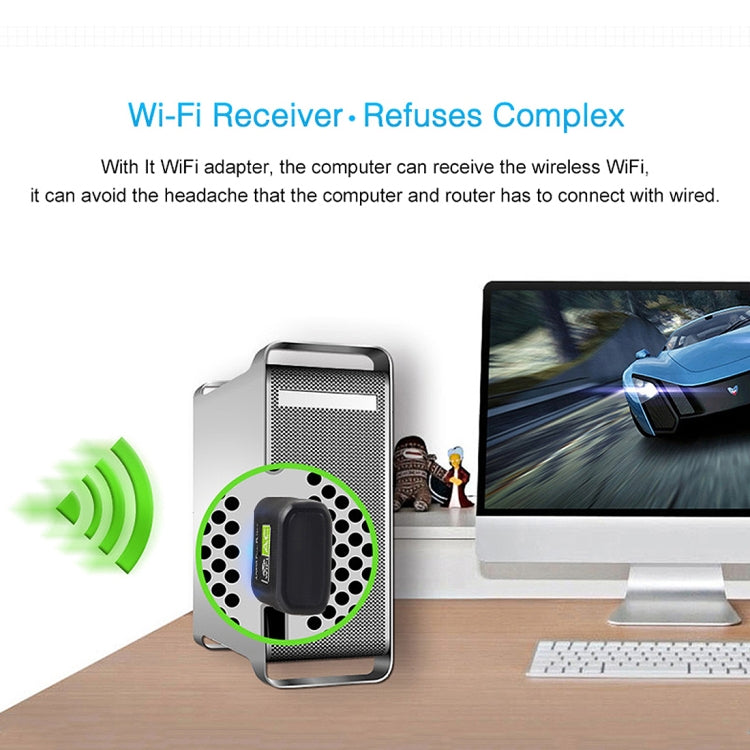 AC600Mbps 2,4 GHz y 5 GHz de banda dual USB 2.0 WiFi adaptador de unidad gratuita tarjeta de red externa, AC600Mbps