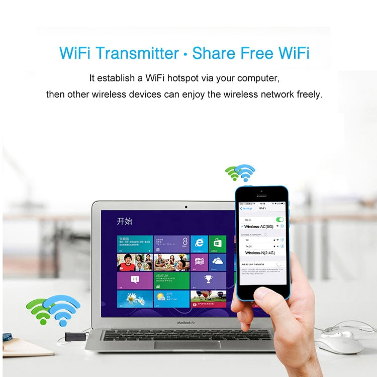 AC600Mbps 2,4 GHz y 5 GHz de banda dual USB 2.0 WiFi adaptador de unidad gratuita tarjeta de red externa, AC600Mbps