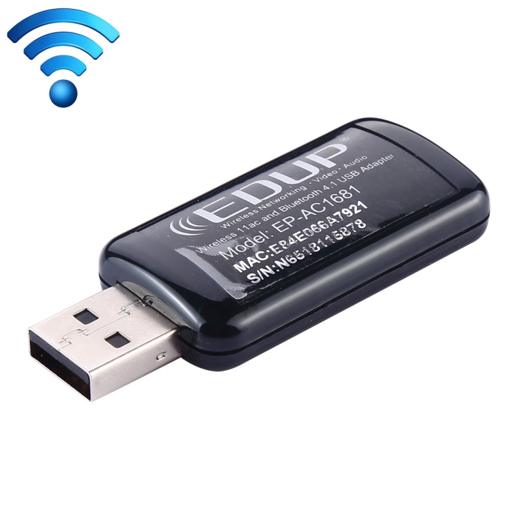 EDUP EP-AC1681 2 en 1 AC1200Mbps 2,4 GHz y 5,8 GHz adaptador WiFi USB de doble banda tarjeta de red externa con función Bluetooth 4,1, EP-AC1681