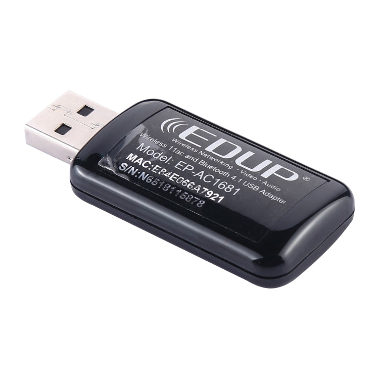 EDUP EP-AC1681 2 en 1 AC1200Mbps 2,4 GHz y 5,8 GHz adaptador WiFi USB de doble banda tarjeta de red externa con función Bluetooth 4,1, EP-AC1681