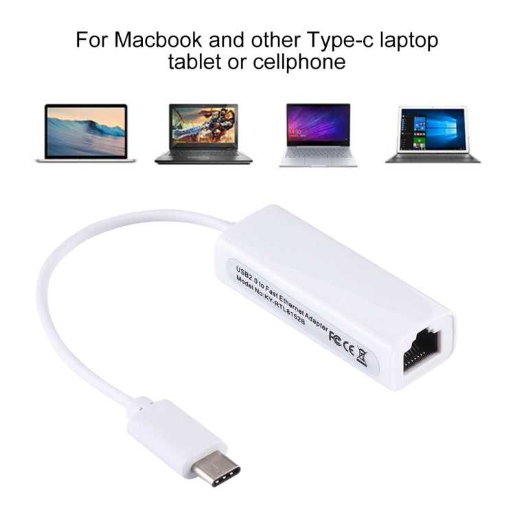 KY-RTL8152B Tarjeta de red adaptadora Ethernet USB-C / Type-C 10 / 100 Mbps, USB Type-C 100Mbps