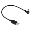 Cable de carga / datos Mini USB a USB con codo en ángulo de 90 grados, longitud: 28 cm, Elbow Angle Mini USB