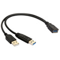 Cable 2 en 1 USB 3.0 hembra a USB 2.0 + USB 3.0 macho para computadora / computadora portátil, longitud: 29 cm, USB 3.0 AF to USB 2.0 AM + USB 3.0 AM