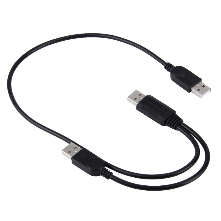 Cable 2 en 1 USB 2.0 macho a 2 USB dual macho para computadora / computadora portátil, longitud: 50 cm, USB 2.0 AM to 2 USB 2.0 AM