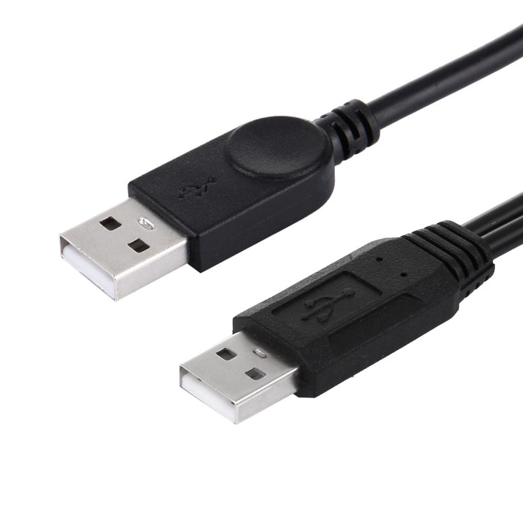 Cable 2 en 1 USB 2.0 macho a 2 USB dual macho para computadora / computadora portátil, longitud: 50 cm, USB 2.0 AM to 2 USB 2.0 AM
