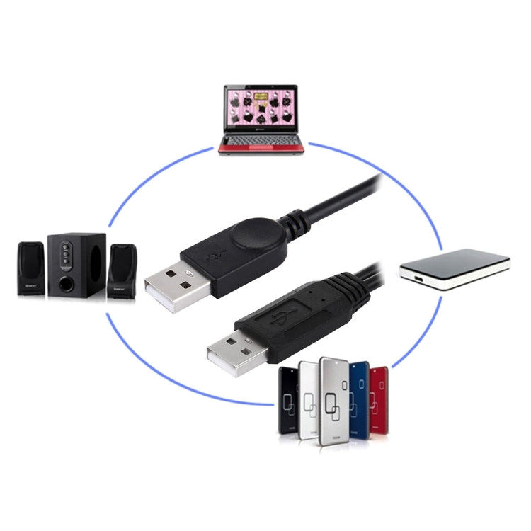 Cable 2 en 1 USB 2.0 macho a 2 USB dual macho para computadora / computadora portátil, longitud: 50 cm, USB 2.0 AM to 2 USB 2.0 AM