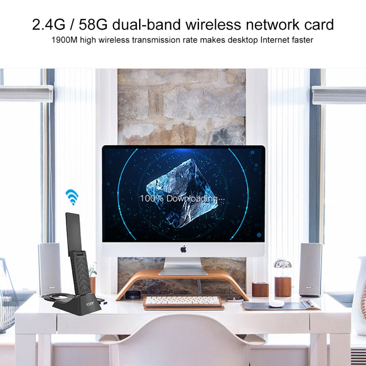 EDUP EP-AC1675 AC1900Mbps 2,4 GHz y 5,8 GHz Adaptador WiFi USB3.0 de doble banda Tarjeta de red externa, EP-AC1675