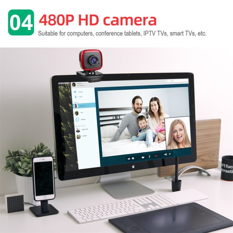 HXSJ A849 480P Cámara de PC con cámara web de video HD ajustable de 360 grados con micrófono