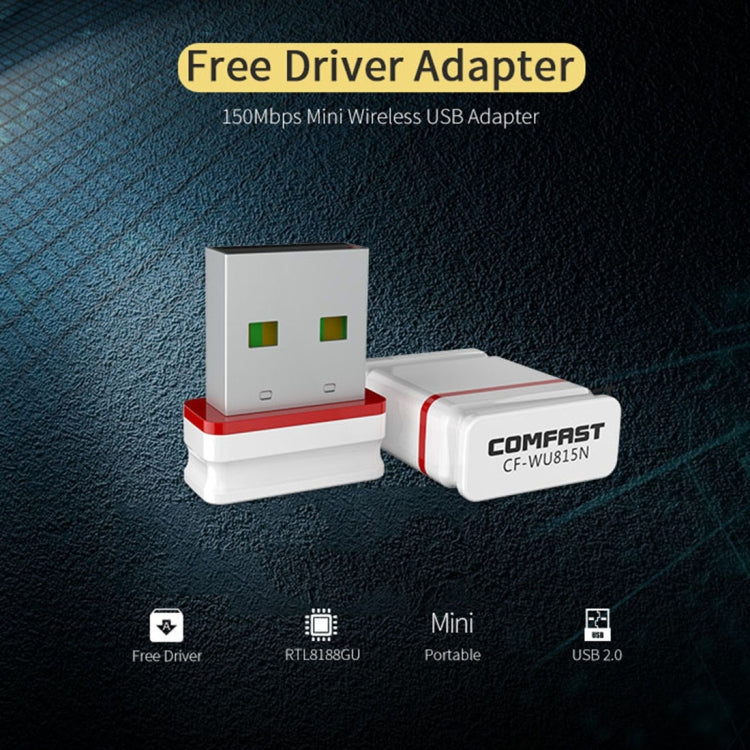 COMFAST CF-WU815N 150Mbps Mini USB 2.0 inalámbrico Controlador gratuito Adaptador WiFi Tarjeta de red externa, CF-WU815N