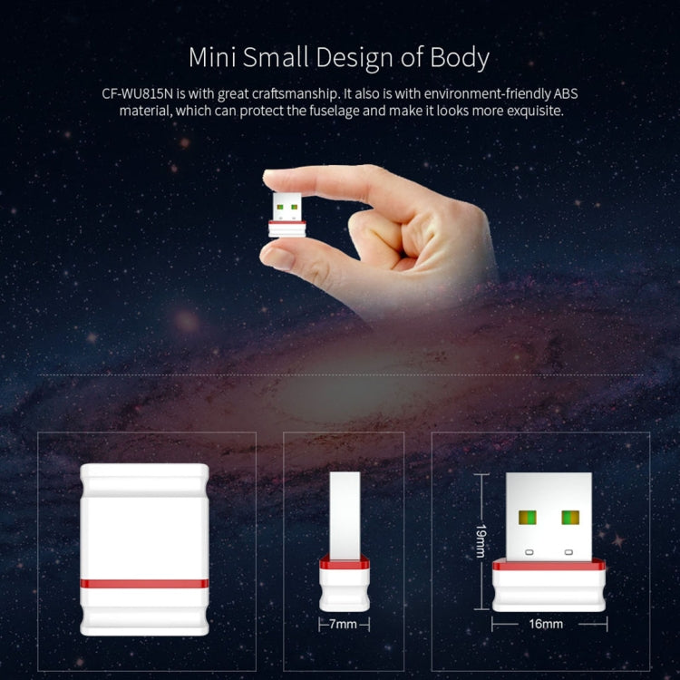 COMFAST CF-WU815N 150Mbps Mini USB 2.0 inalámbrico Controlador gratuito Adaptador WiFi Tarjeta de red externa, CF-WU815N