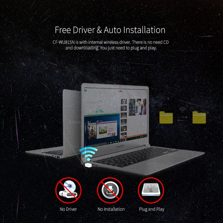 COMFAST CF-WU815N 150Mbps Mini USB 2.0 inalámbrico Controlador gratuito Adaptador WiFi Tarjeta de red externa, CF-WU815N