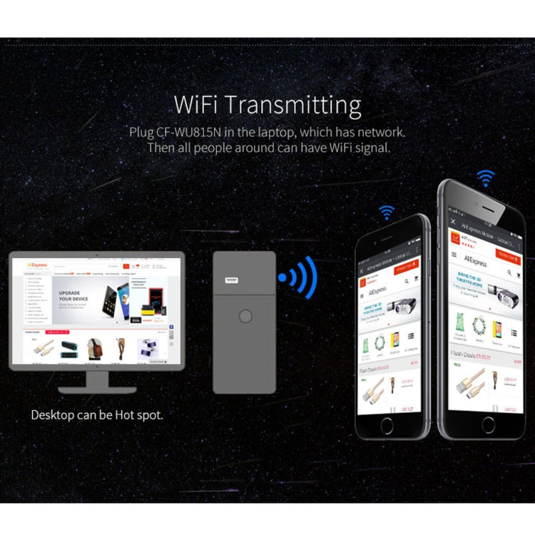 COMFAST CF-WU815N 150Mbps Mini USB 2.0 inalámbrico Controlador gratuito Adaptador WiFi Tarjeta de red externa, CF-WU815N