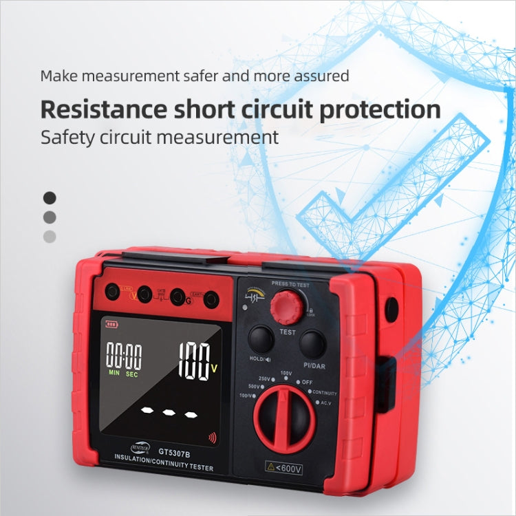 Probador de resistencia de aislamiento digital LCD profesional BENETECH GT5307B, GT5307B Insulation Resistance Tester