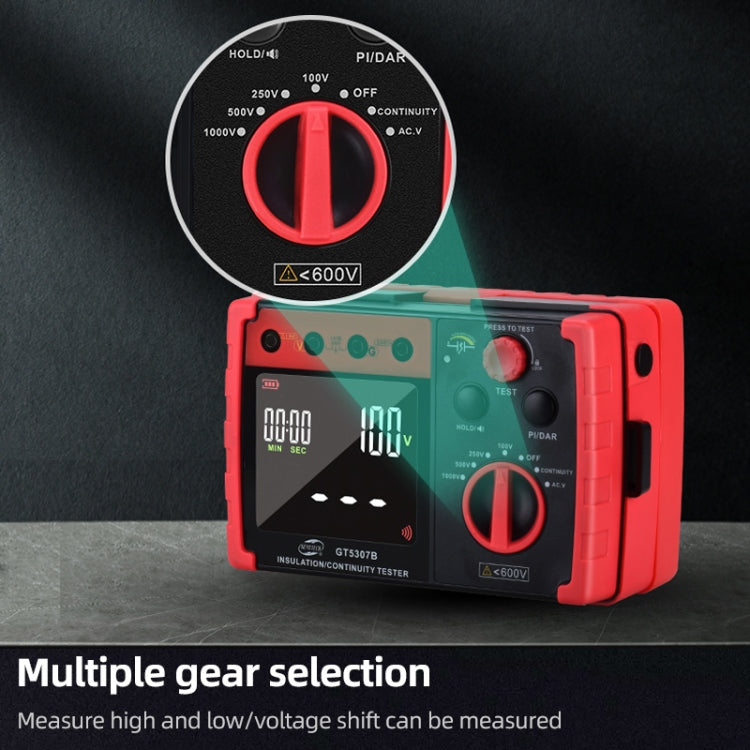 Probador de resistencia de aislamiento digital LCD profesional BENETECH GT5307B, GT5307B Insulation Resistance Tester