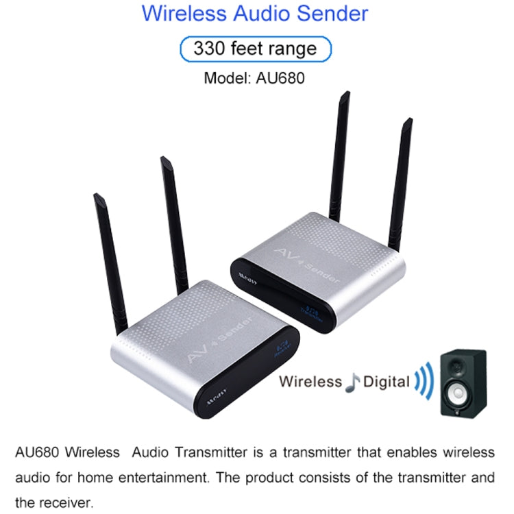 Caja de transmisión, transmisor y receptor de altavoz de audio inalámbrico Measy AU680, distancia de transmisión: 100 m, AU680