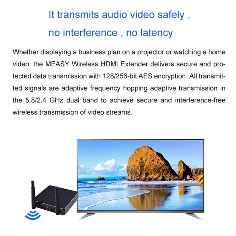 Measy FHD686-2 Full HD 1080P 3D 2,4 GHz / 5,8 GHz Extensor de interfaz multimedia HD inalámbrico 1 transmisor + 2 receptores, distancia de transmisión: 200 m, FHD686-2 (US Plug), FHD686-2 (AU Plug), FHD686-2 (EU Plug), FHD686-2 (UK Plug)