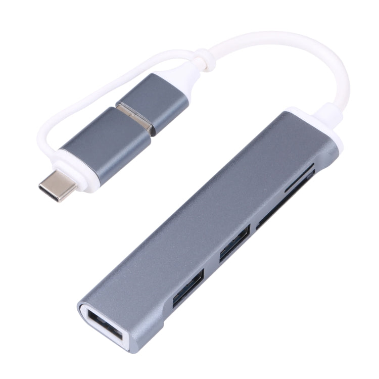 A-807 Lector de tarjetas adaptador HUB USB 3.0 y Type-C / USB-C a USB 3.0 5 en 1, A-807