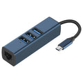 RDS 6307-3 USB-C / Type-C a USB3.0 + Dual USB2.0 + RJ45 Adaptador HUB 4 en 1, 6307-3