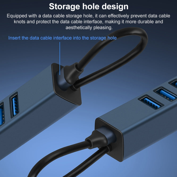 RDS 6307-3 USB-C / Type-C a USB3.0 + Dual USB2.0 + RJ45 Adaptador HUB 4 en 1, 6307-3
