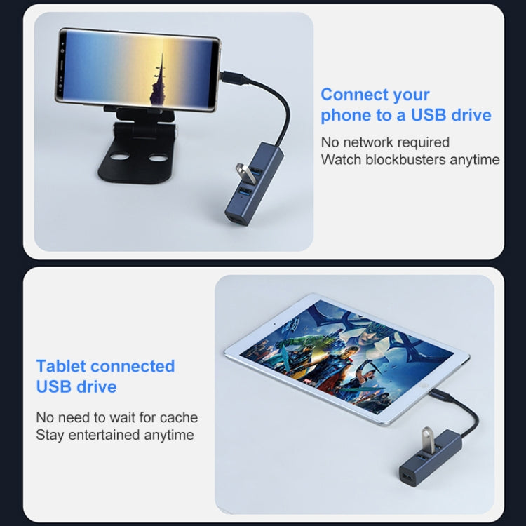 RDS 6307-3 USB-C / Type-C a USB3.0 + Dual USB2.0 + RJ45 Adaptador HUB 4 en 1, 6307-3