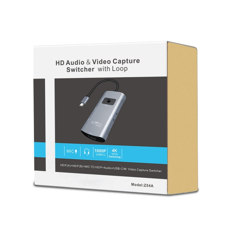 Salida HDMI Z54A + 2 entradas HDMI + Micrófono + Conmutador de captura de video de audio a tipo C con bucle, Z54A