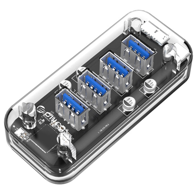 ORICO F4U 4 x puertos USB 3.0 HUB de escritorio de transmisión rápida de 5 Gbps con luz indicadora LED azul, 4 Ports