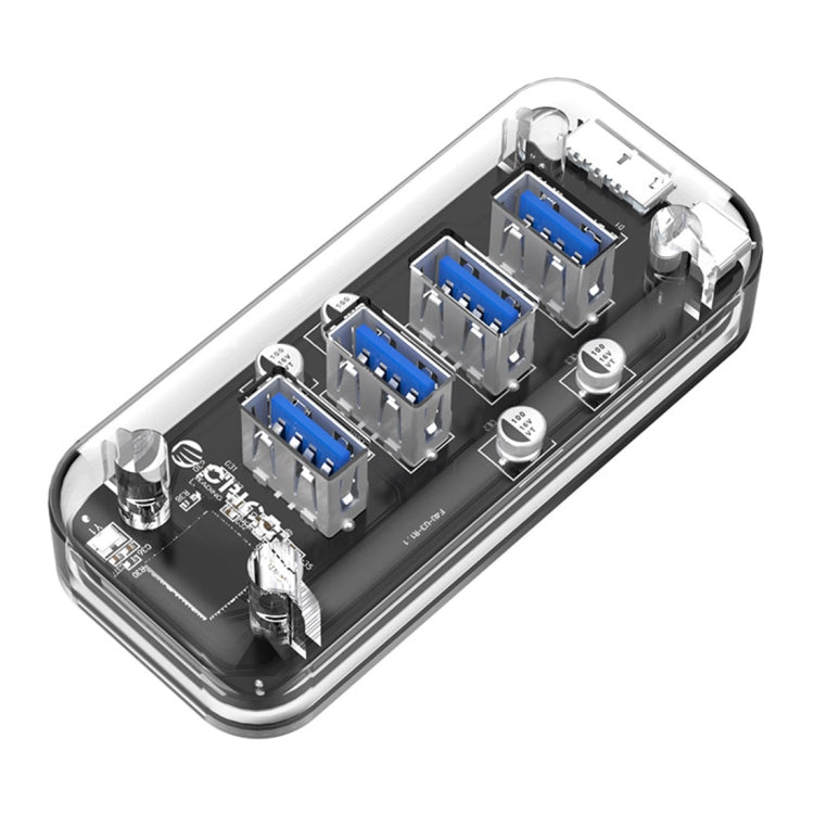 ORICO F4U 4 x puertos USB 3.0 HUB de escritorio de transmisión rápida de 5 Gbps con luz indicadora LED azul, 4 Ports