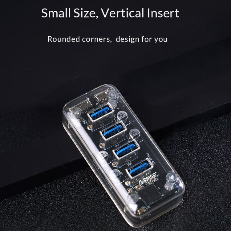 ORICO F4U 4 x puertos USB 3.0 HUB de escritorio de transmisión rápida de 5 Gbps con luz indicadora LED azul, 4 Ports